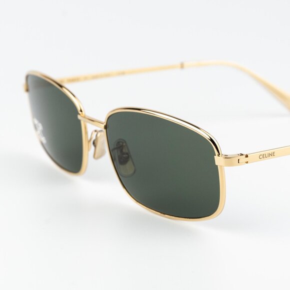 Celine RHINESTONE TRIOMPHE Men Sunglasses Gold Green Rectangle CL40285U  30N - Picture 6 of 14